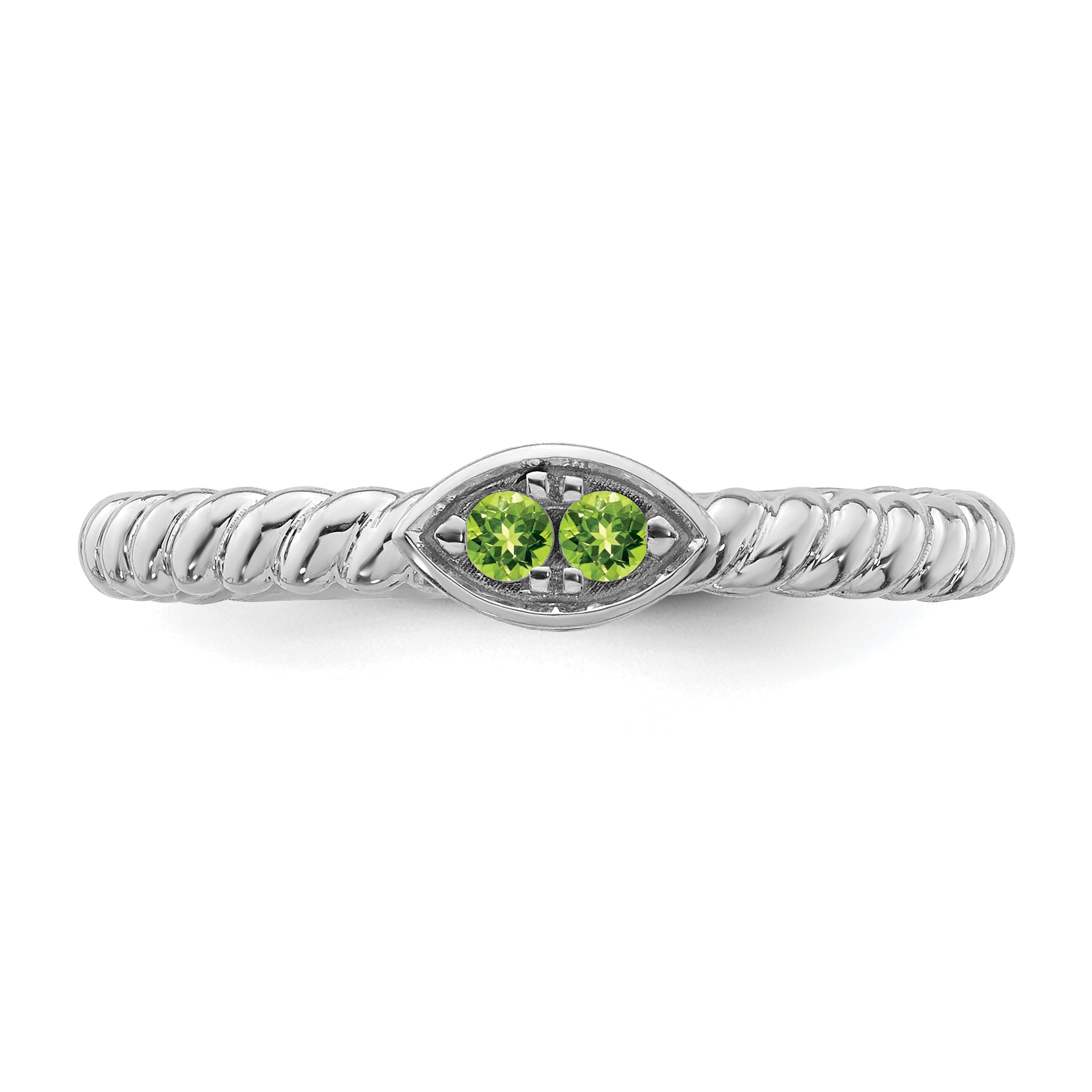14k White Gold Stackable Expressions Peridot Twisted Ring