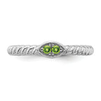 14k White Gold Stackable Expressions Peridot Twisted Ring