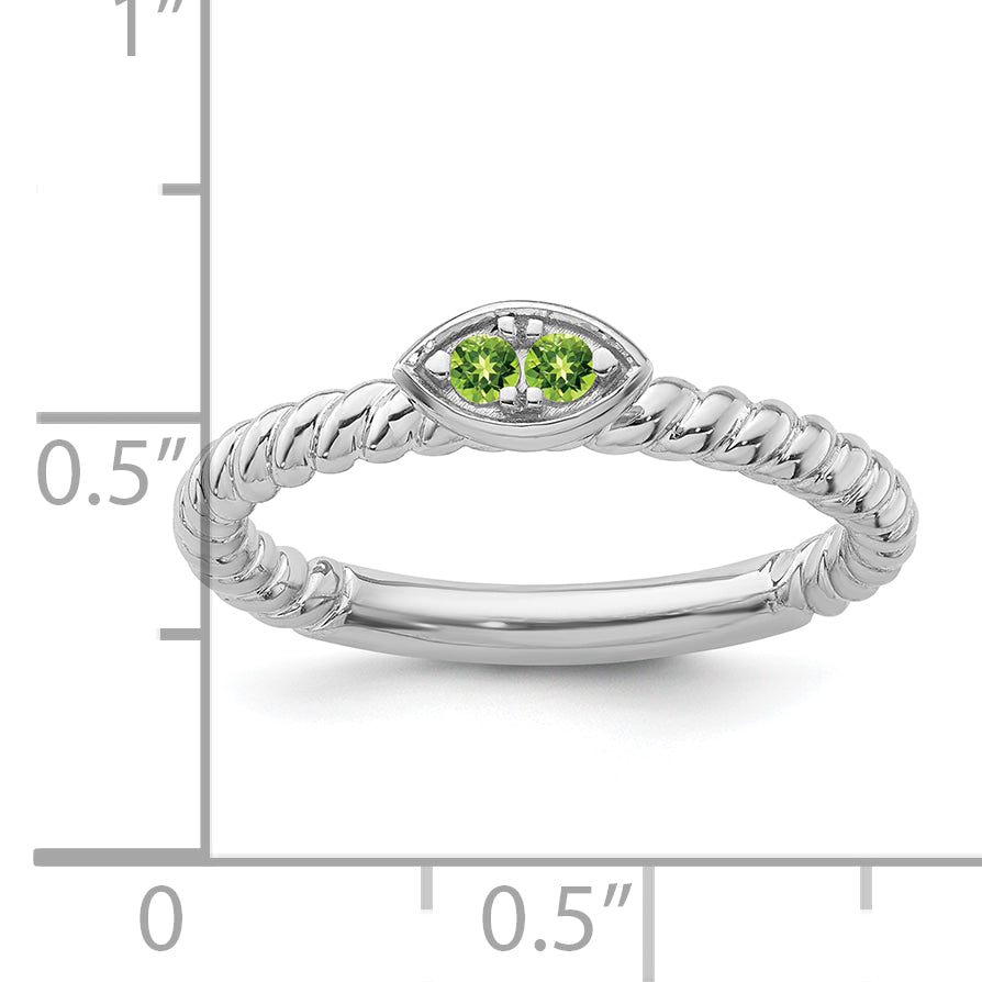 14k White Gold Stackable Expressions Peridot Twisted Ring