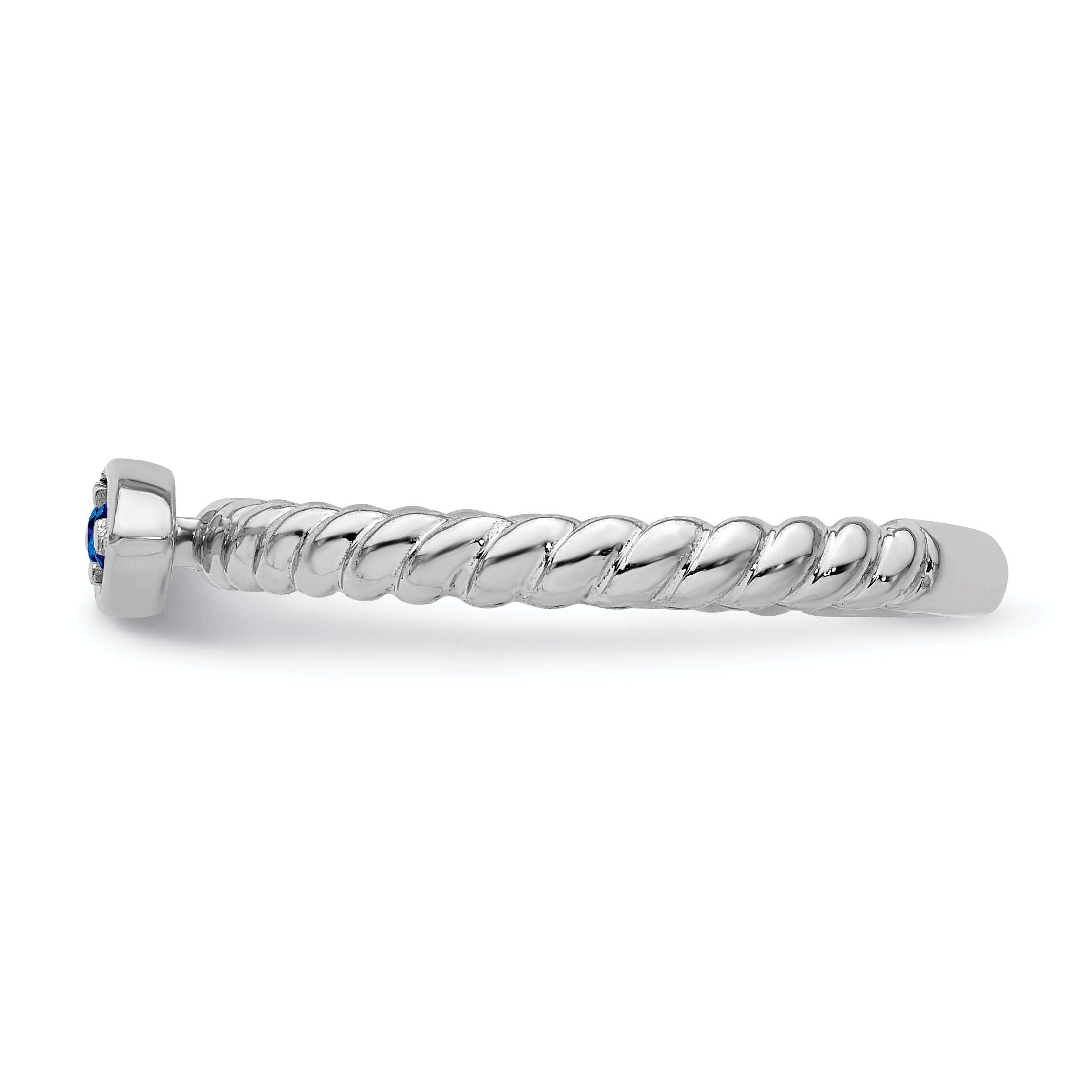 14k White Gold Stackable Expressions Created Sapphire Twisted Ring