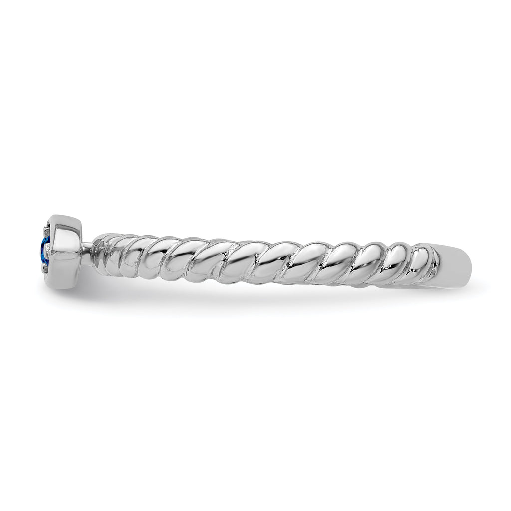14k White Gold Stackable Expressions Created Sapphire Twisted Ring