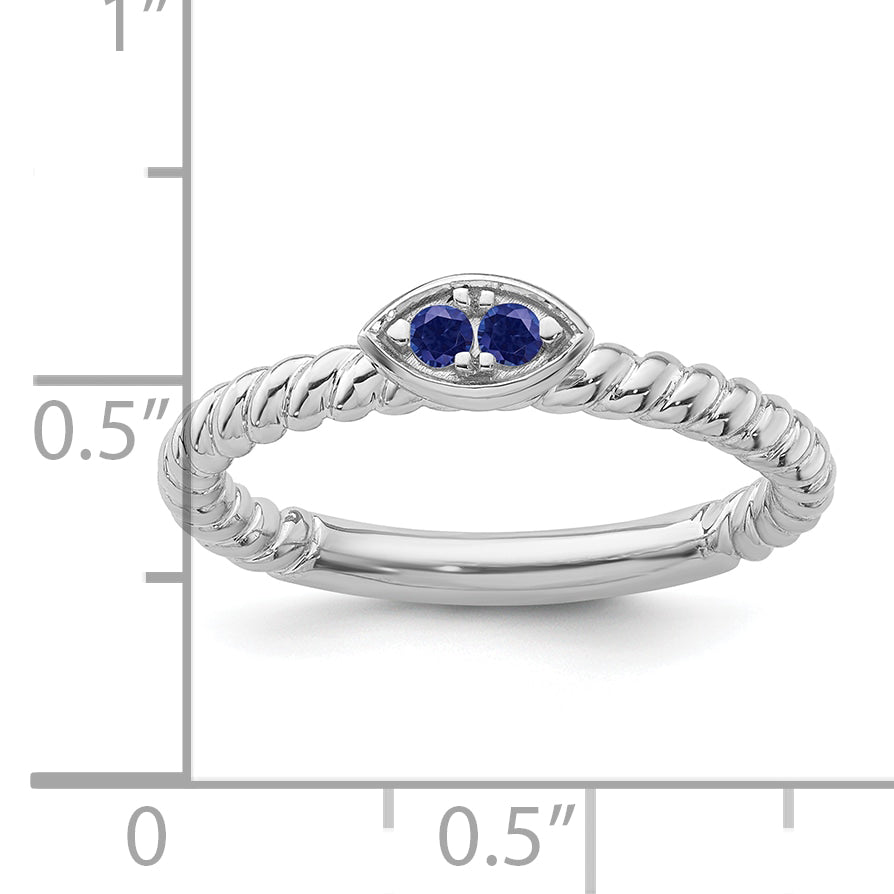 14k White Gold Stackable Expressions Created Sapphire Twisted Ring