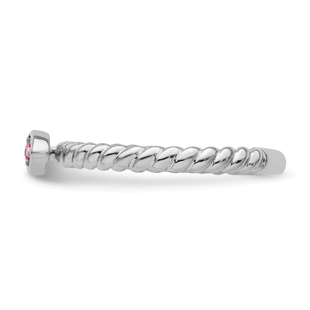 14k White Gold Stackable Expressions Pink Tourmaline Twisted Ring