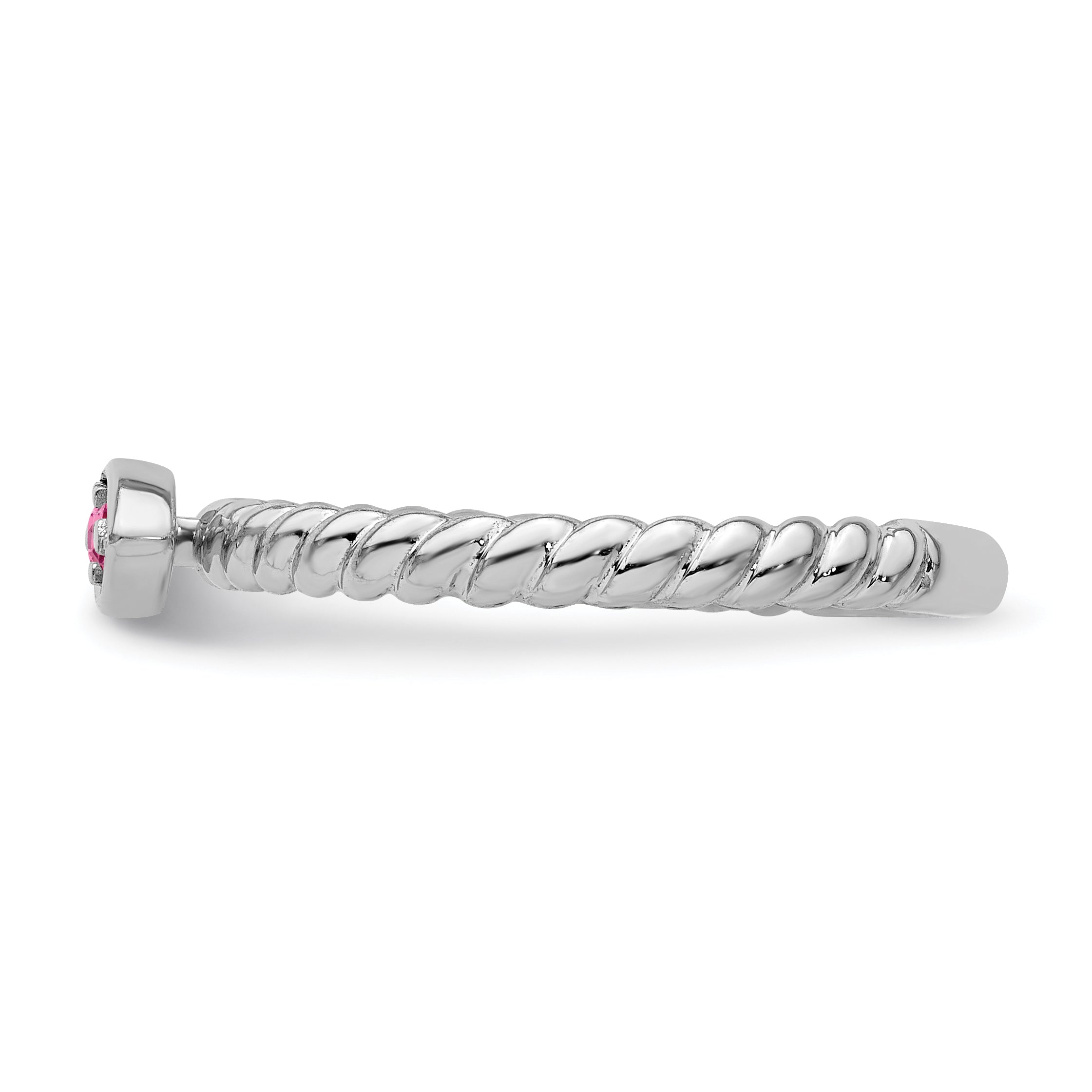 14k White Gold Stackable Expressions Pink Tourmaline Twisted Ring
