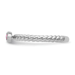 14k White Gold Stackable Expressions Pink Tourmaline Twisted Ring
