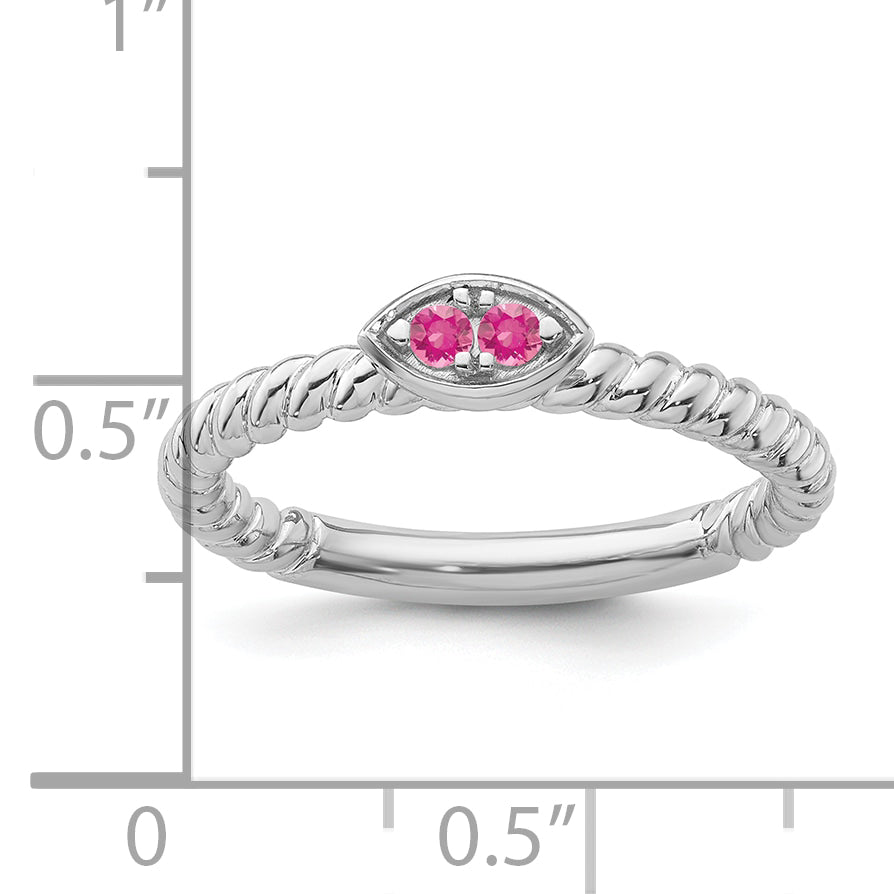 14k White Gold Stackable Expressions Pink Tourmaline Twisted Ring