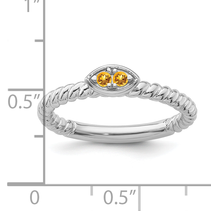 14k White Gold Stackable Expressions Citrine Twisted Ring