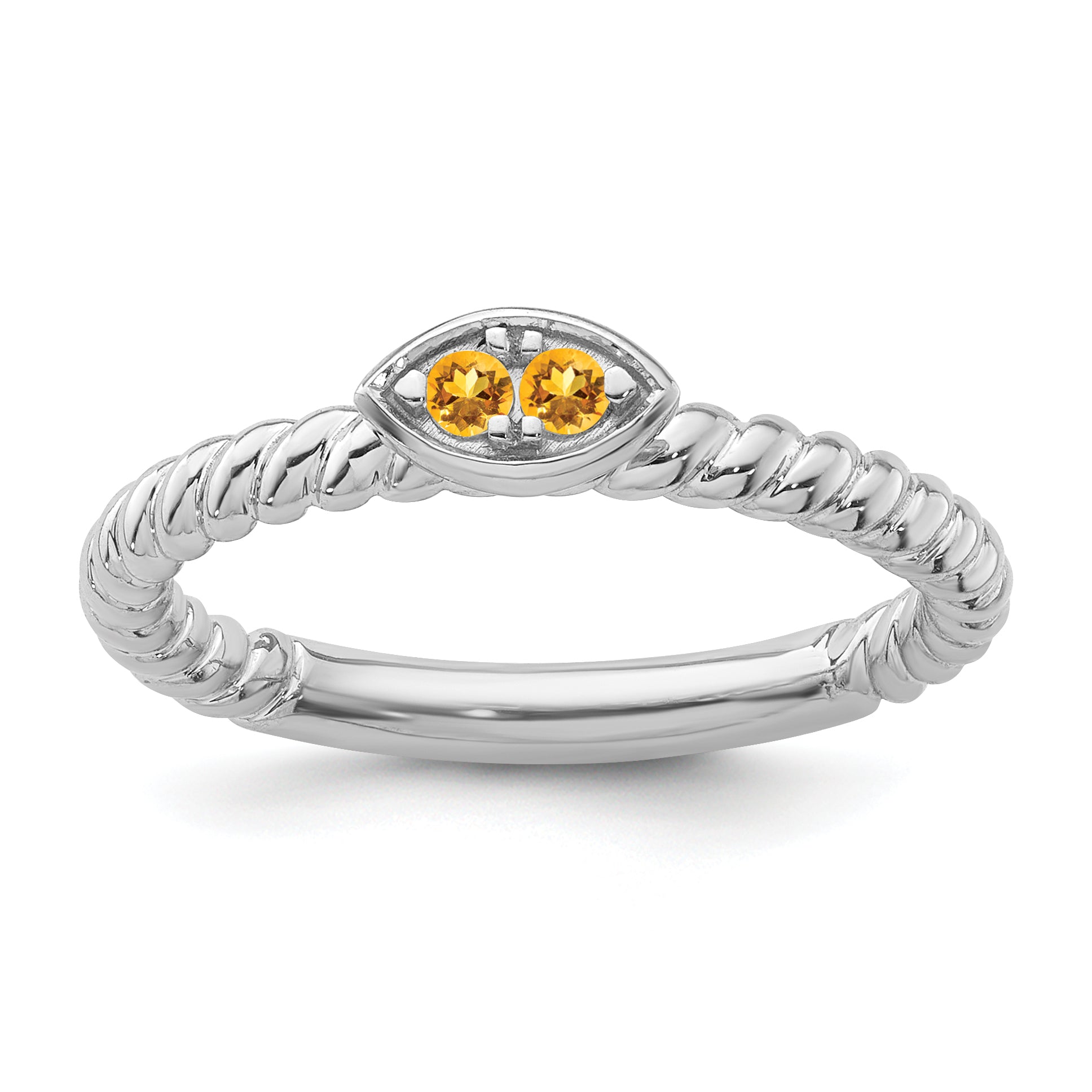 14k White Gold Stackable Expressions Citrine Twisted Ring Main image
