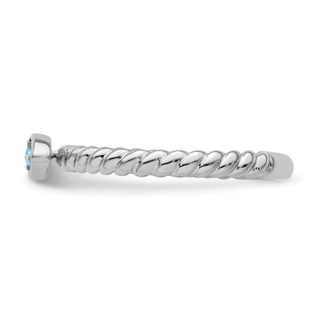 14k White Gold Stackable Expressions Blue Topaz Twisted Ring