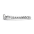 14k White Gold Stackable Expressions Blue Topaz Twisted Ring