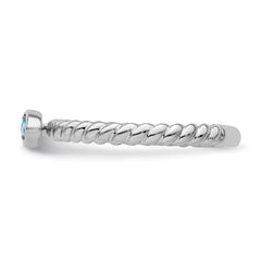 14k White Gold Stackable Expressions Blue Topaz Twisted Ring