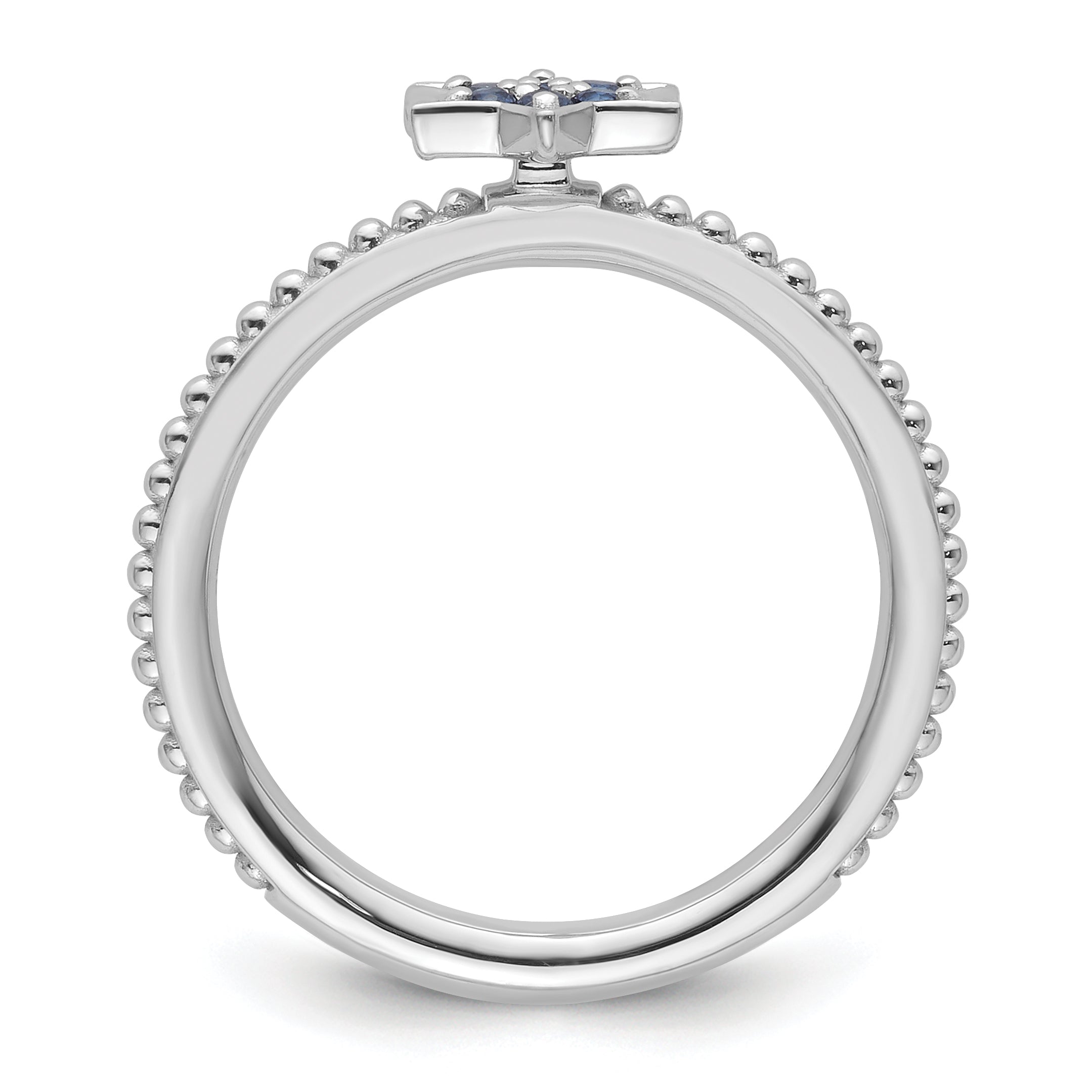 14k White Gold Stackable Expressions Created Sapphire Star Ring Secondary image