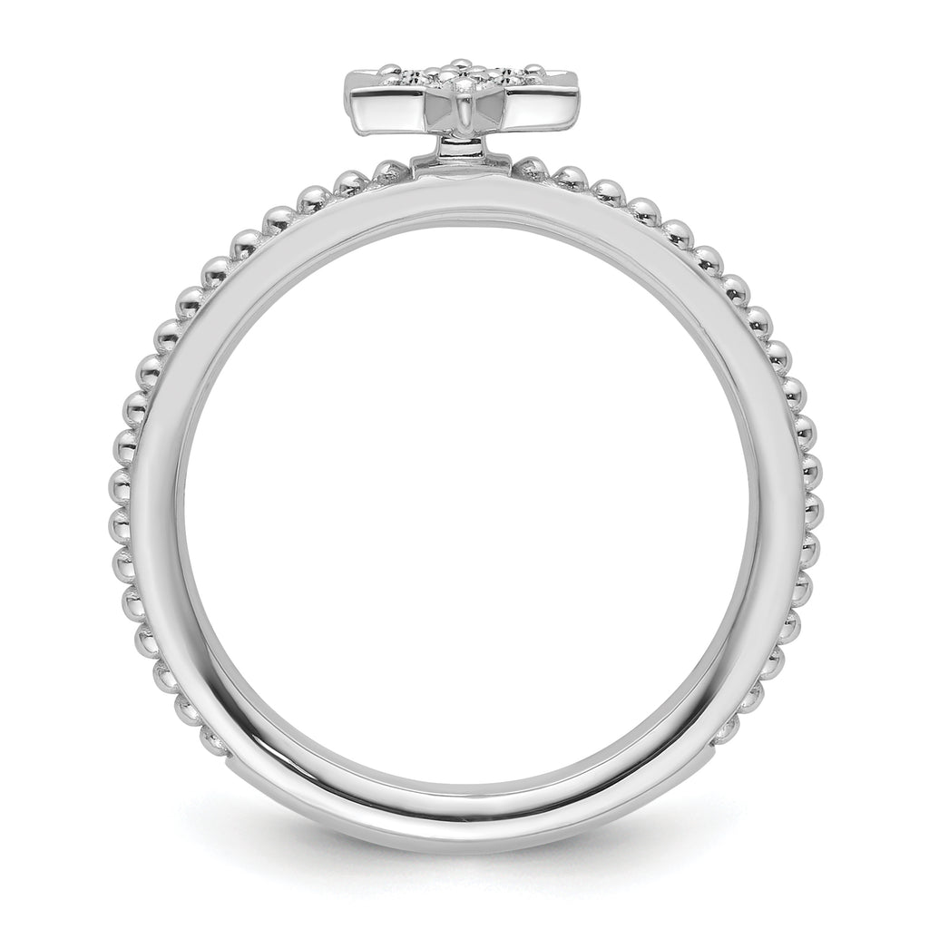 14k White Gold Stackable Expressions Diamond Star Ring
