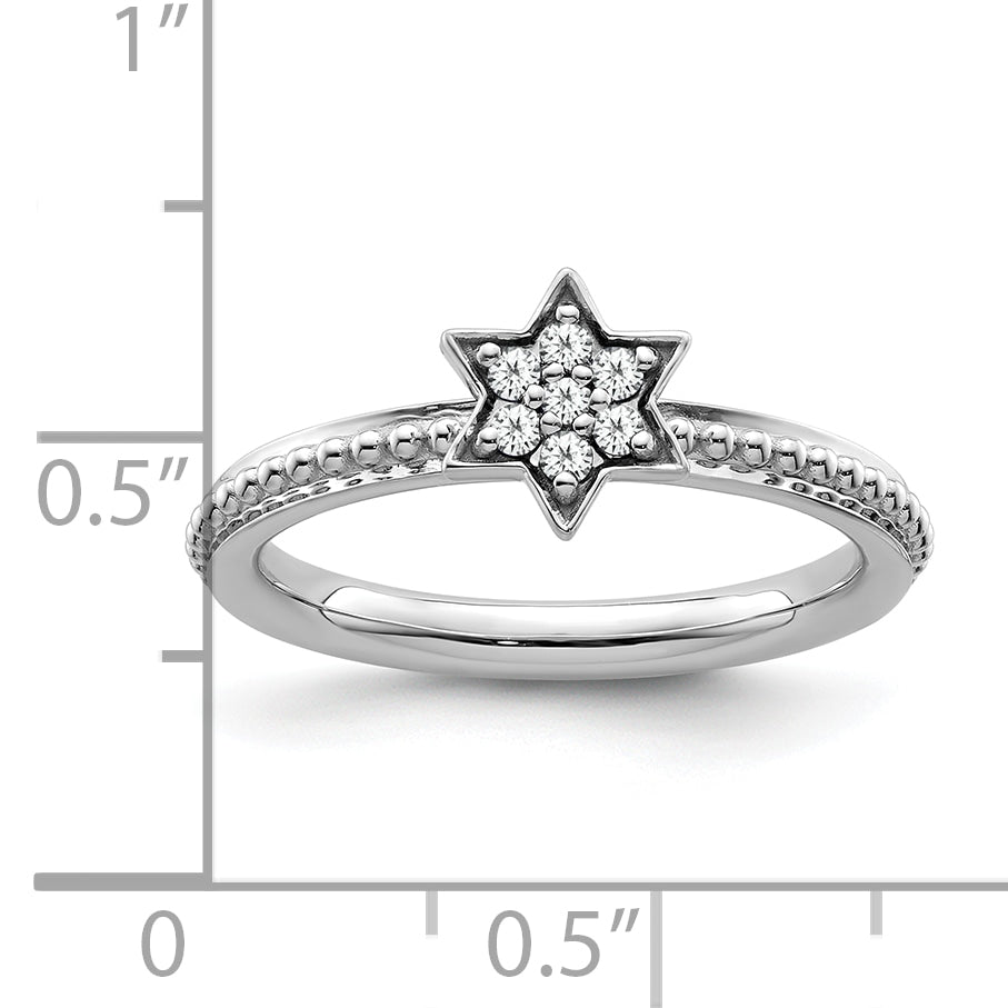 14k White Gold Stackable Expressions Diamond Star Ring