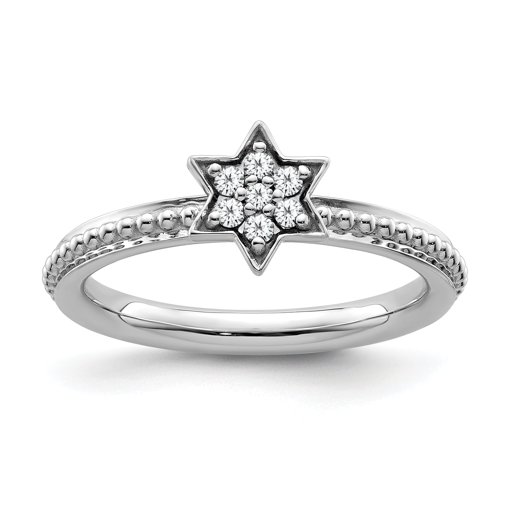 14k White Gold Stackable Expressions Diamond Star Ring Main image