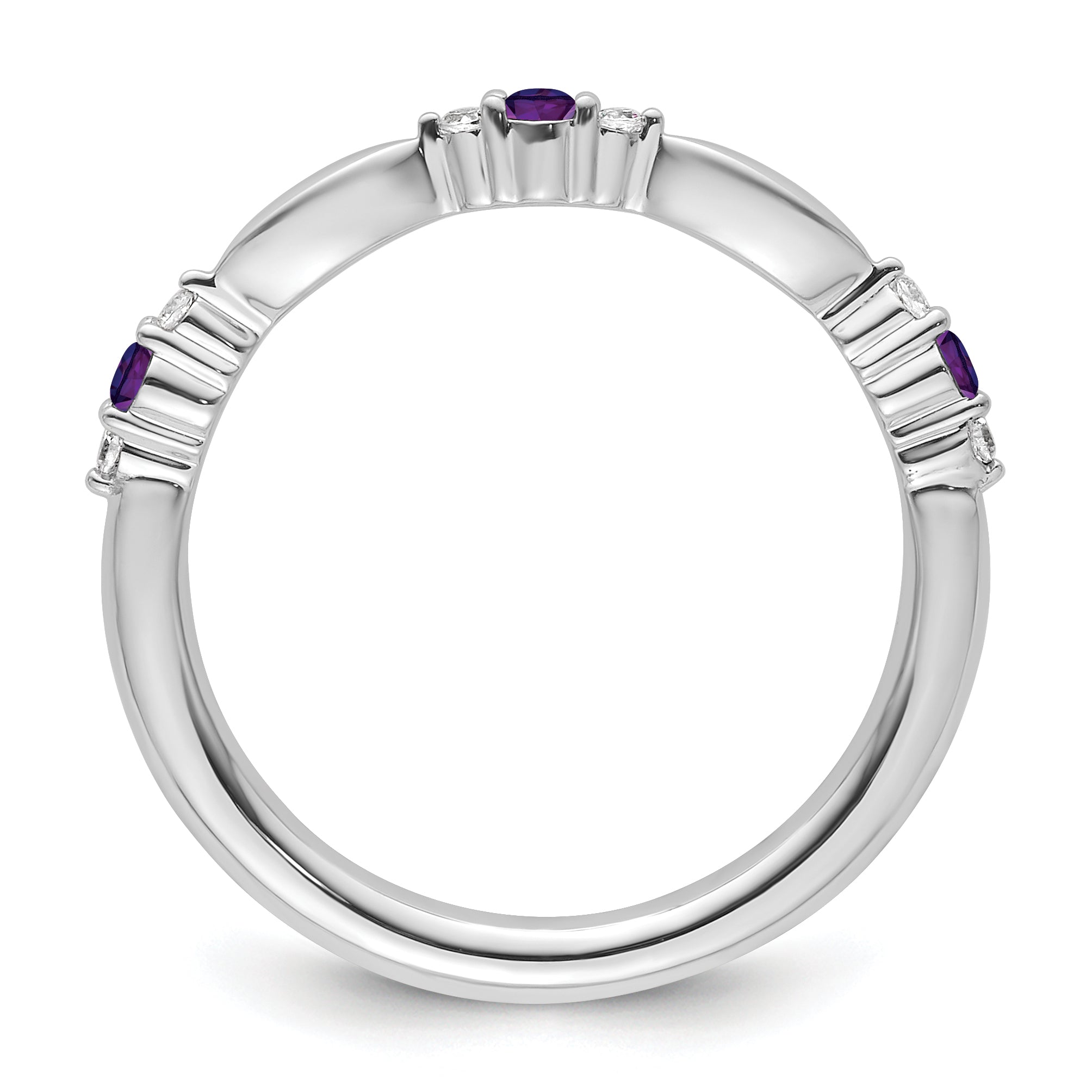 14k White Gold Stackable Expressions Amethyst and Diamond Ring Secondary image