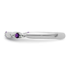 14k White Gold Stackable Expressions Amethyst and Diamond Ring