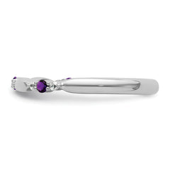 14k White Gold Stackable Expressions Amethyst and Diamond Ring