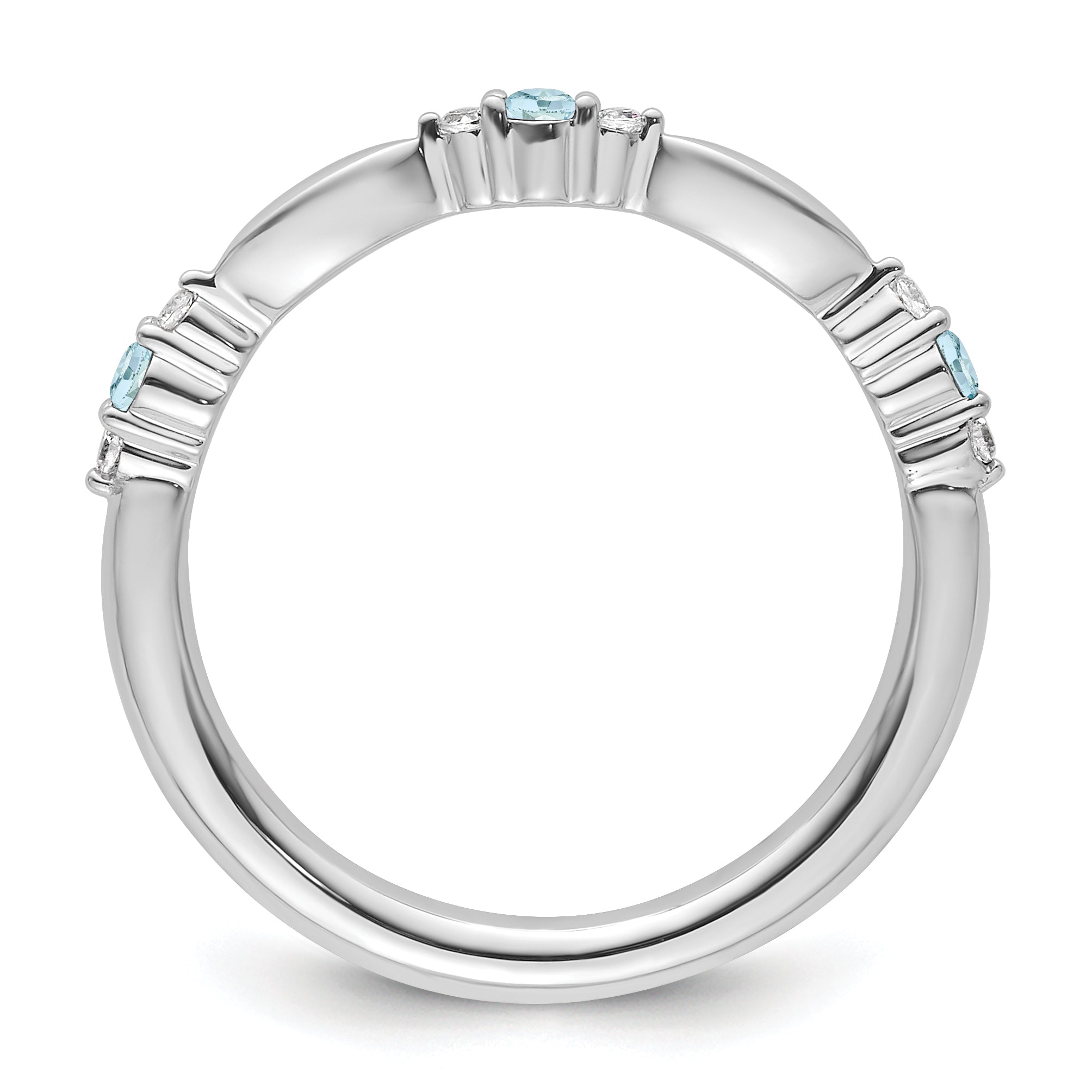 14k White Gold Stackable Expressions Aquamarine and Diamond Ring Secondary image
