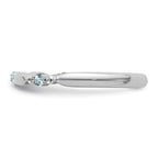 14k White Gold Stackable Expressions Aquamarine and Diamond Ring