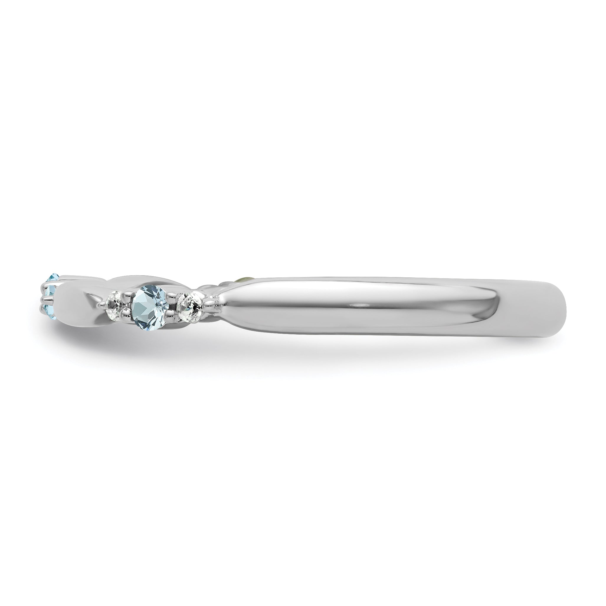 14k White Gold Stackable Expressions Aquamarine and Diamond Ring