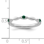 14k White Gold Stackable Expressions Created Emerald and Dia. Ring