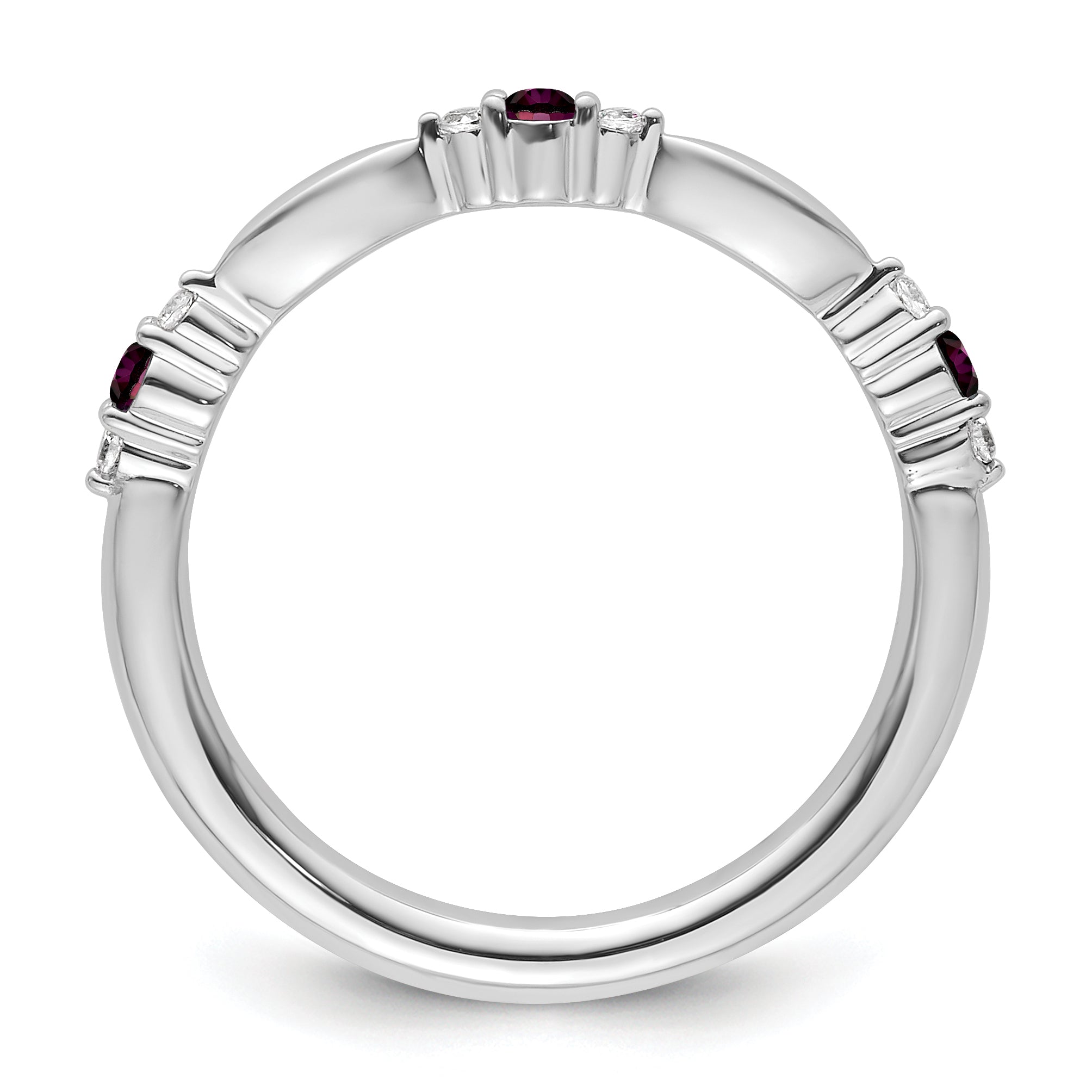 14k White Gold Stackable Expressions Rhodolite Garnet and Dia. Ring Secondary image