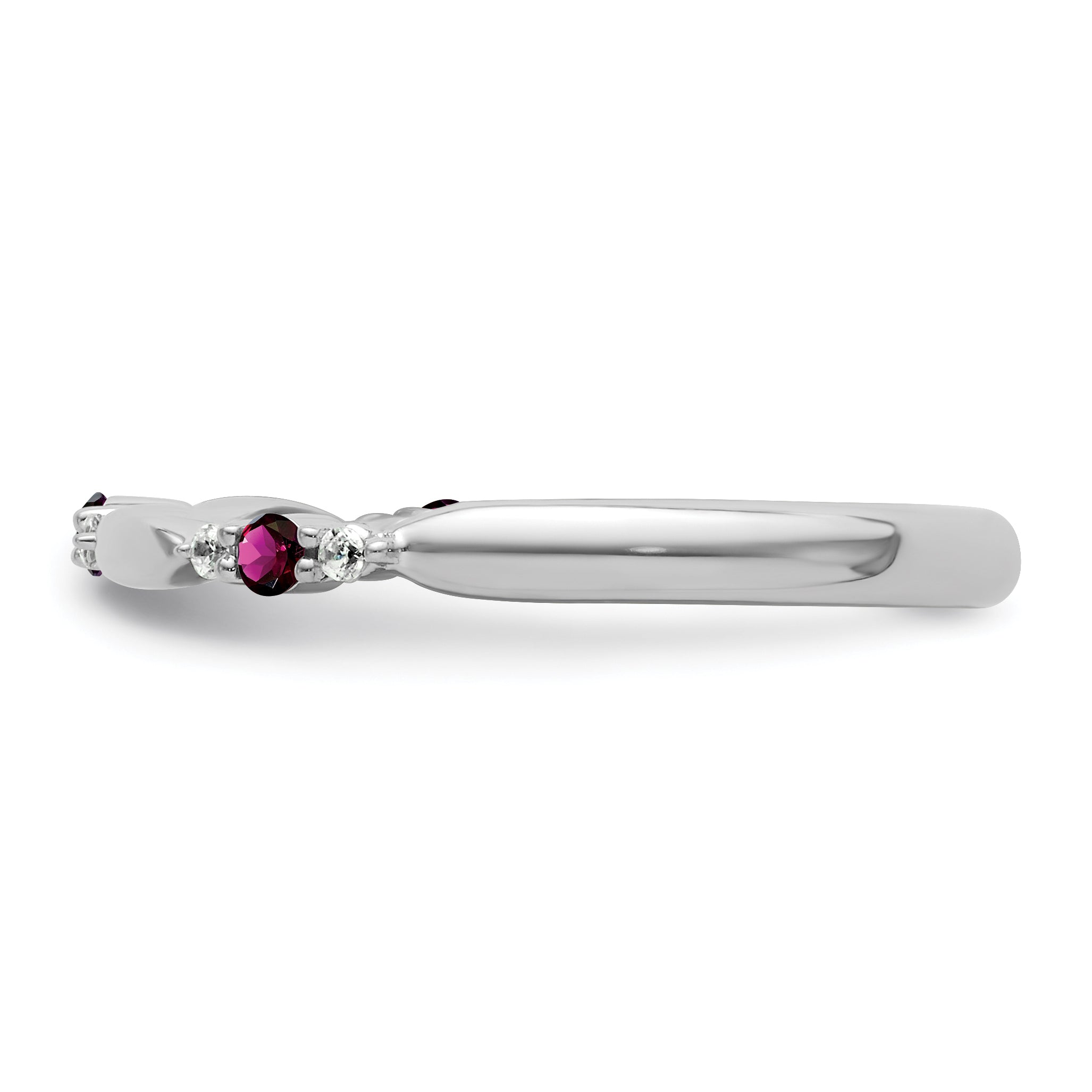 14k White Gold Stackable Expressions Rhodolite Garnet and Dia. Ring