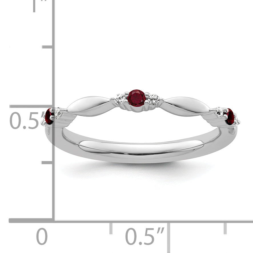 14k White Gold Stackable Expressions Created Ruby and Dia. Ring