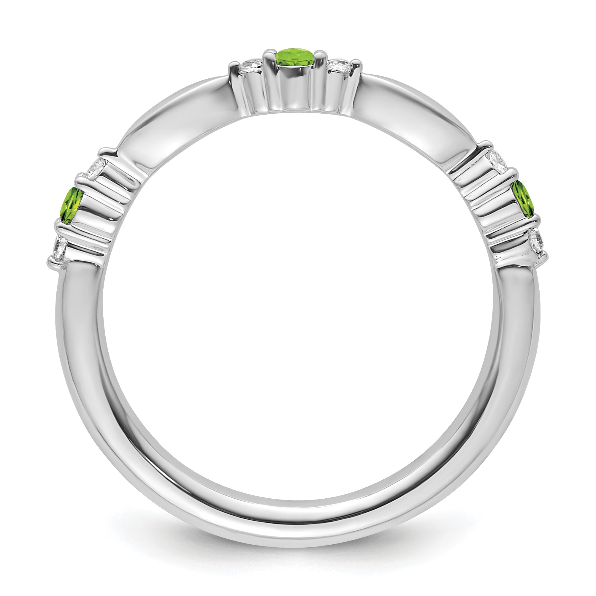 14k White Gold Stackable Expressions Peridot and Diamond Ring