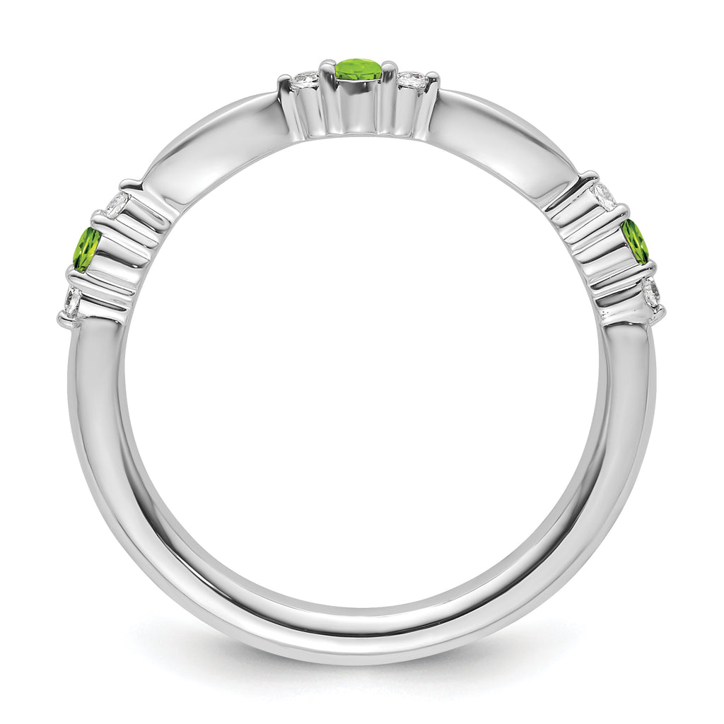 14k White Gold Stackable Expressions Peridot and Diamond Ring