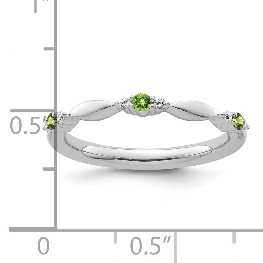 14k White Gold Stackable Expressions Peridot and Diamond Ring