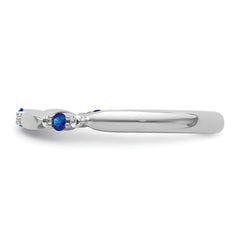 14k White Gold Stackable Expressions Created Sapphire and Dia. Ring
