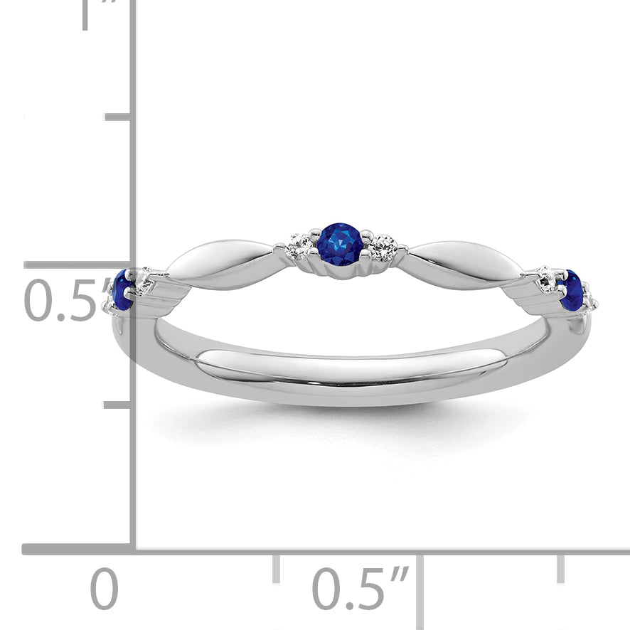 14k White Gold Stackable Expressions Created Sapphire and Dia. Ring