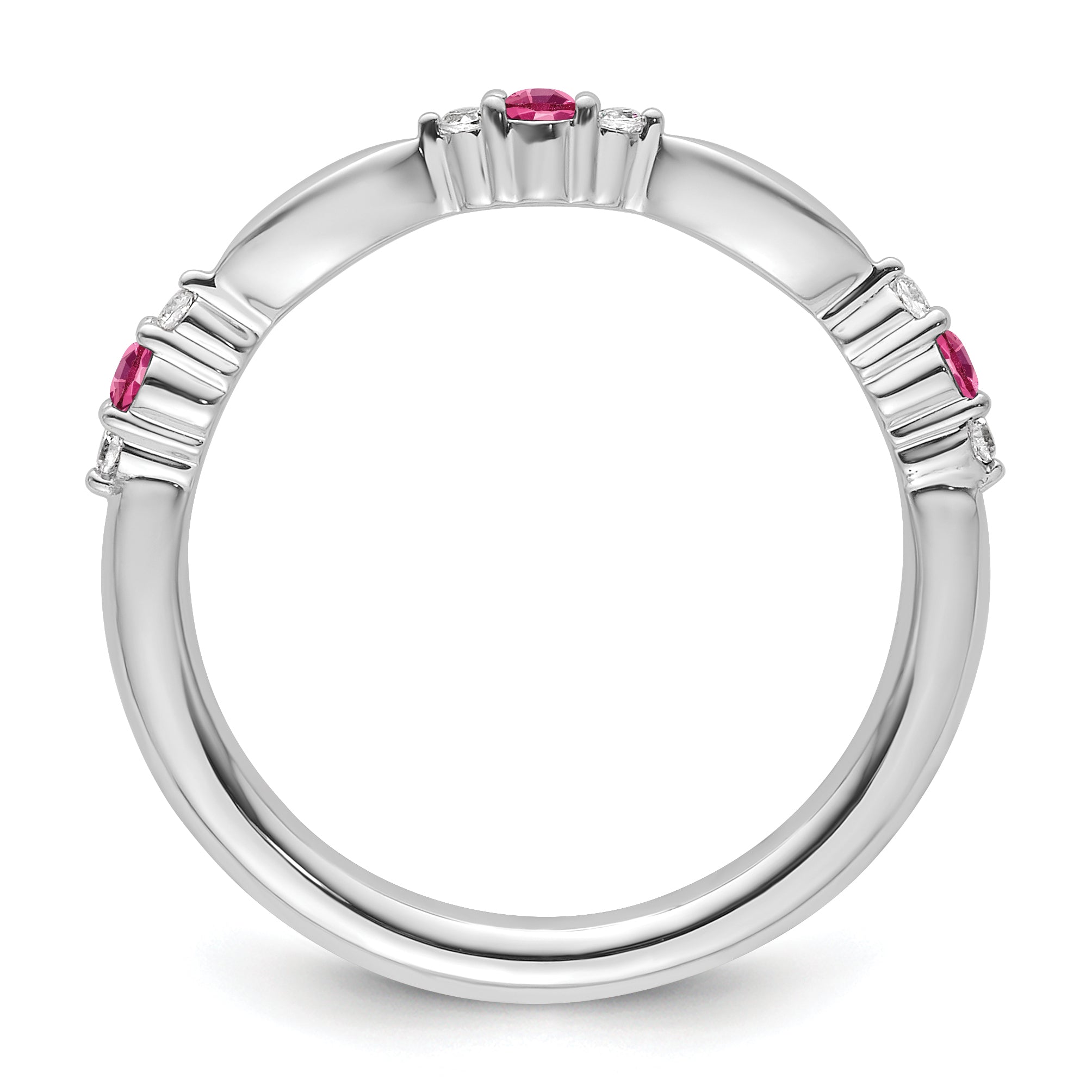 14k White Gold Stackable Expressions Pink Tourmaline and Dia. Ring Secondary image