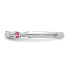 14k White Gold Stackable Expressions Pink Tourmaline and Dia. Ring
