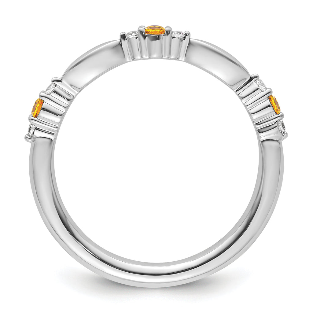 14k White Gold Stackable Expressions Citrine and Diamond Ring