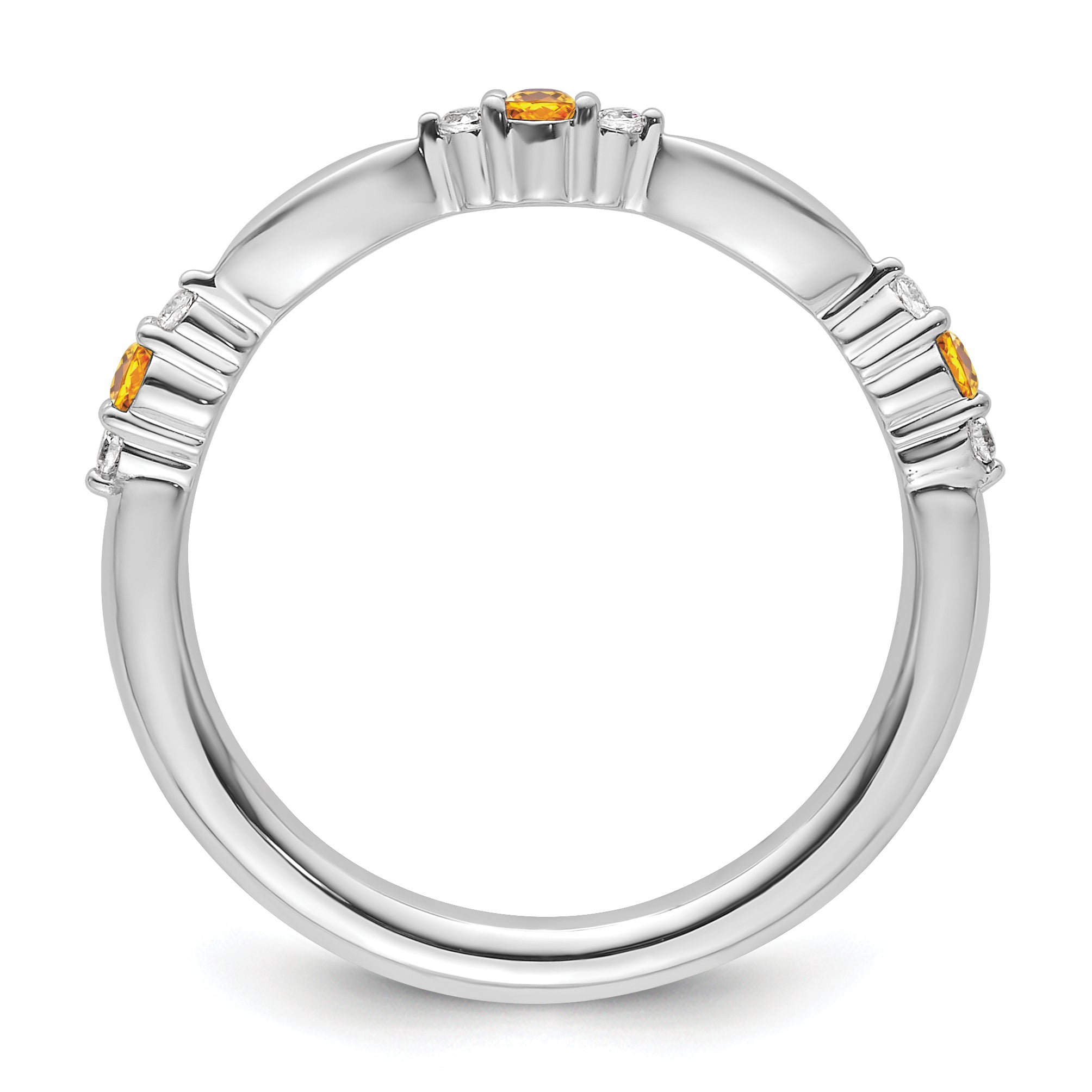 14k White Gold Stackable Expressions Citrine and Diamond Ring