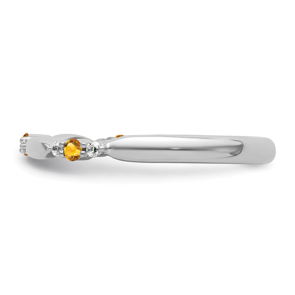14k White Gold Stackable Expressions Citrine and Diamond Ring
