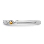 14k White Gold Stackable Expressions Citrine and Diamond Ring