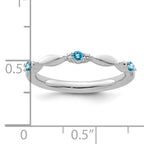 14k White Gold Stackable Expressions Blue Topaz and Diamond Ring