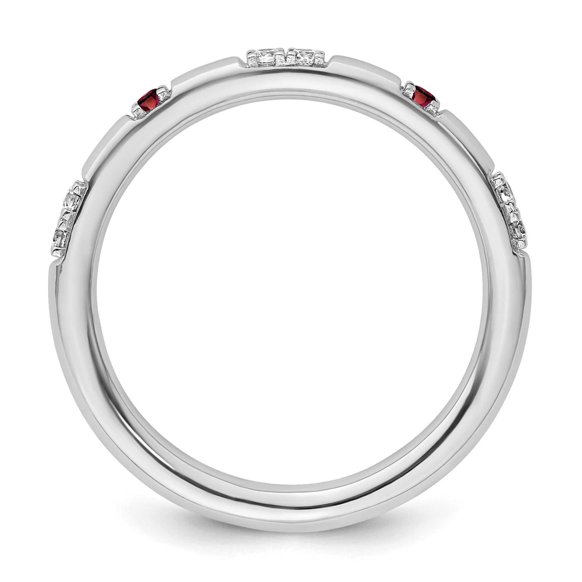 14k White Gold Stackable Expressions Garnet and Diamond Ring Secondary image