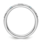 14k White Gold Stackable Expressions Aquamarine and Diamond Ring