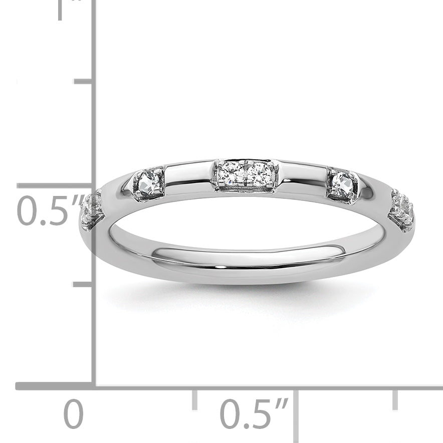 14k White Gold Stackable Expressions White Topaz and Diamond Ring