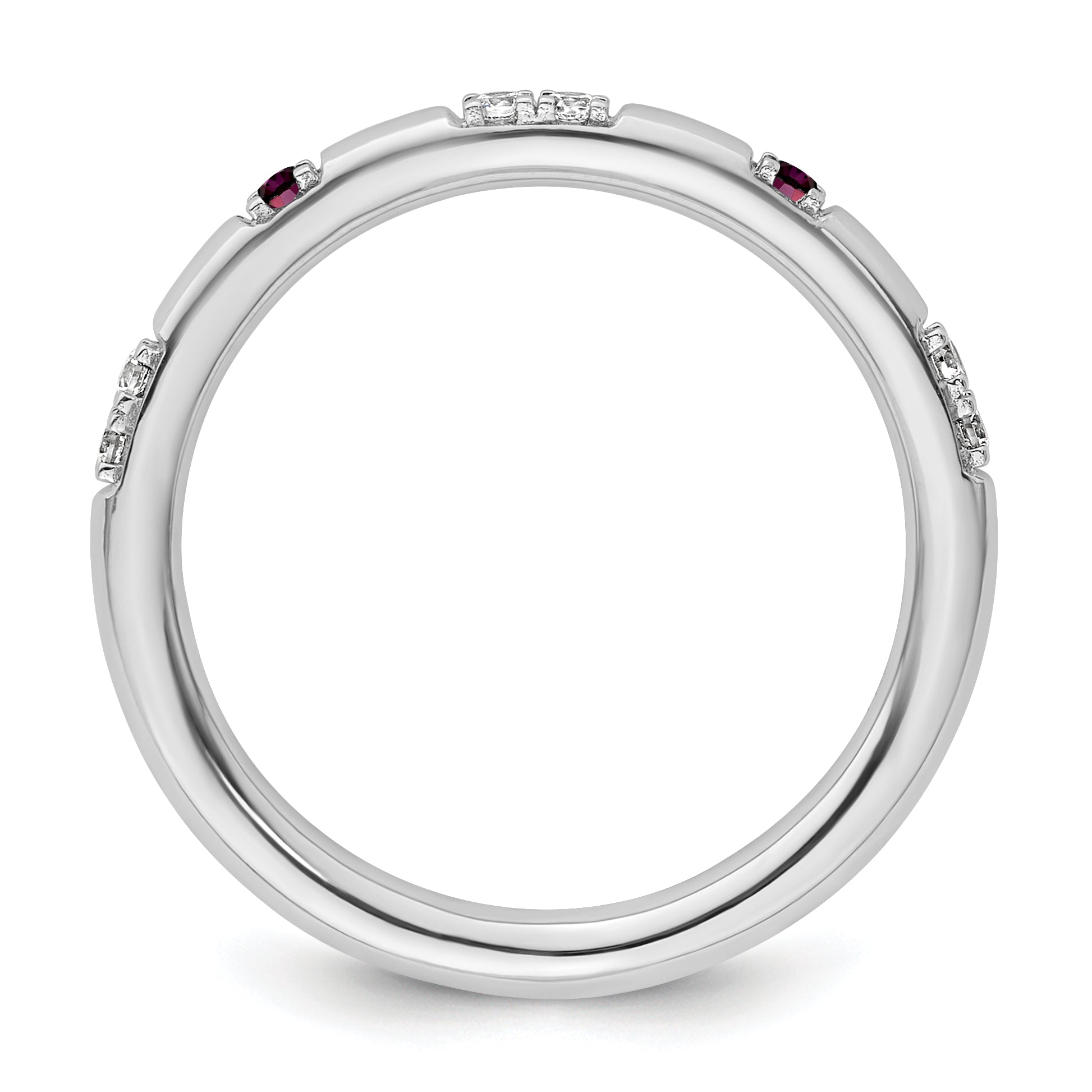 14k White Gold Stackable Expressions Rhodolite Garnet and Dia. Ring Secondary image
