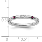 14k White Gold Stackable Expressions Rhodolite Garnet and Dia. Ring