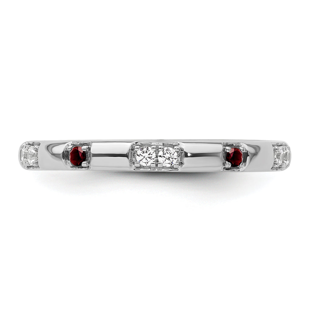 14k White Gold Stackable Expressions Created Ruby and Dia. Ring