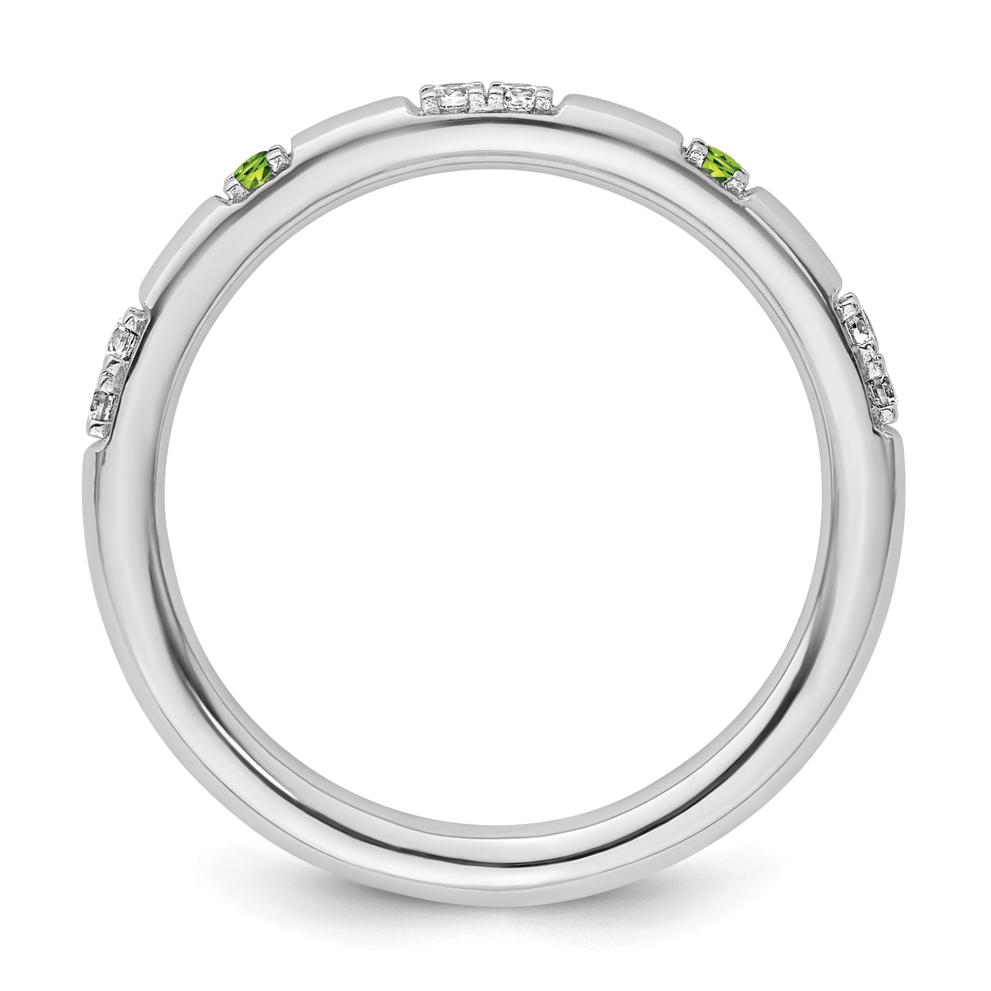 14k White Gold Stackable Expressions Peridot and Diamond Ring Secondary image