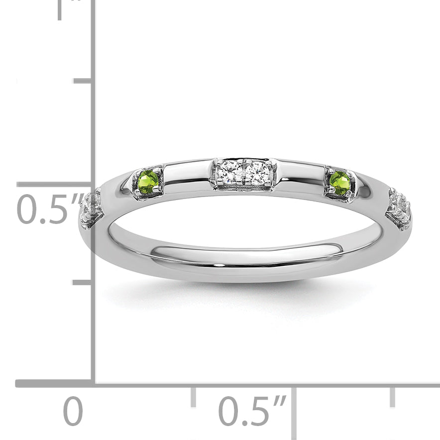14k White Gold Stackable Expressions Peridot and Diamond Ring
