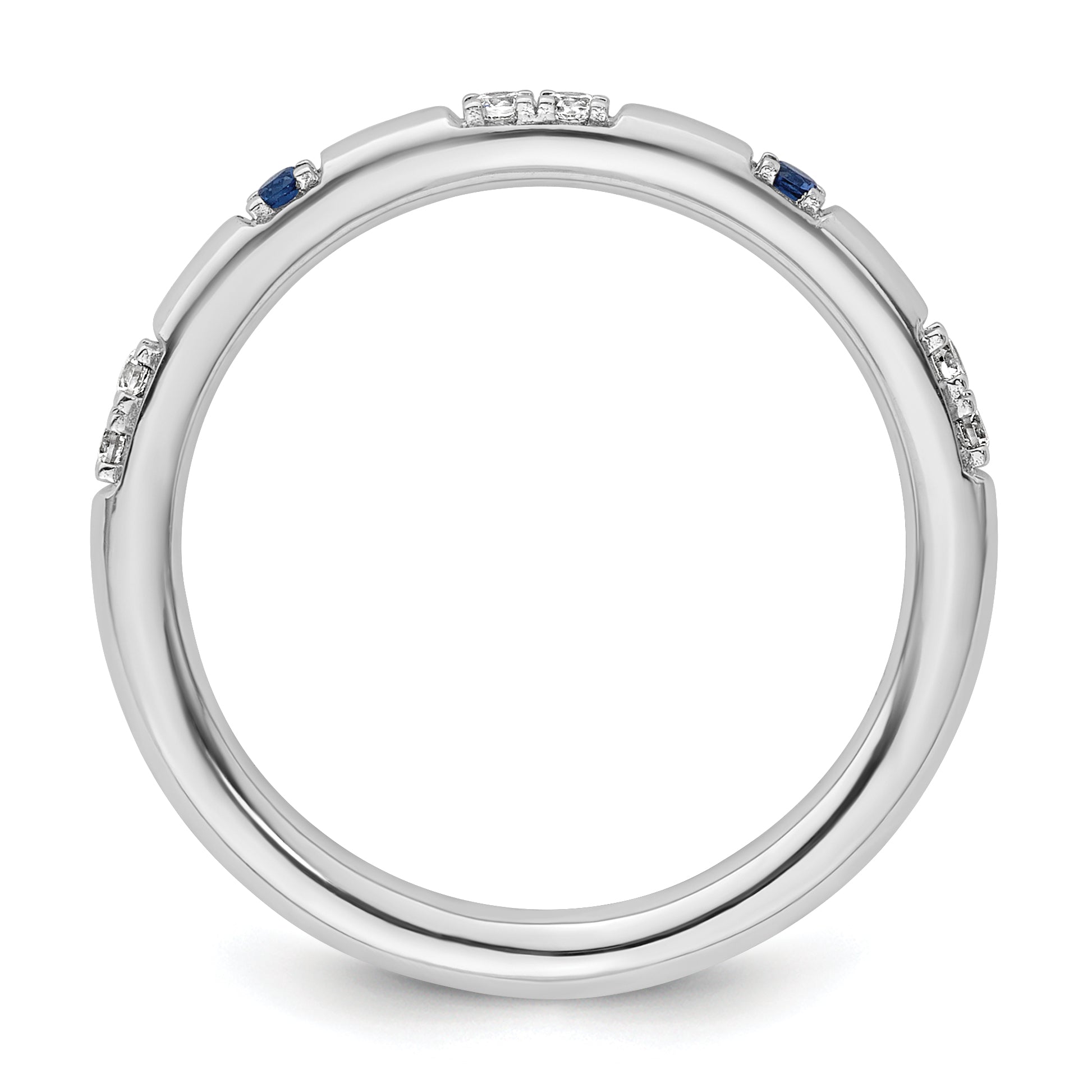 14k White Gold Stackable Expressions Cr. Sapphire and Dia. Ring Secondary image